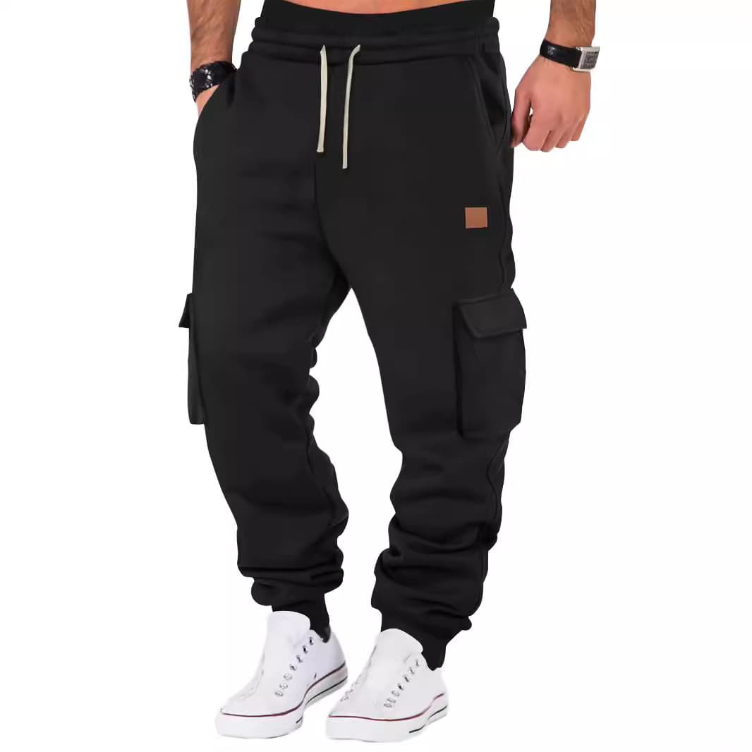 New European and American style men's autumn and winter training sports leggings, multi-pocket fitness pants, sweatpants.