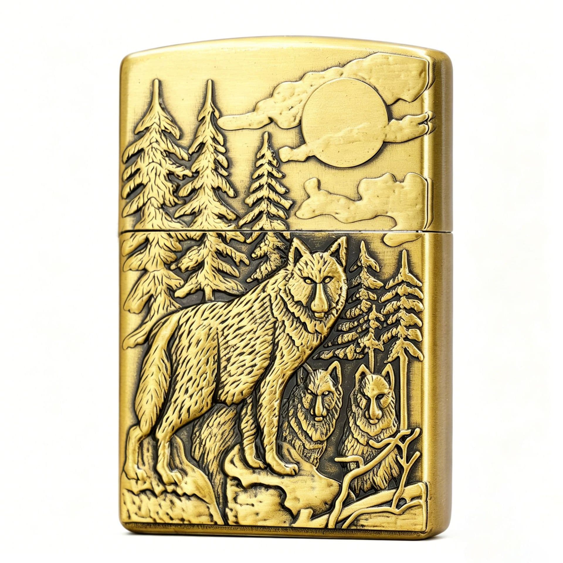 1157 foreign trade wolf totem relief retro inflatable body grinding wheel open flame lighter creative personalized Valentine's Day gift