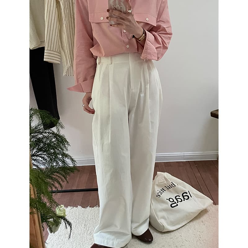 2026 Spring New Women's High-Waist Straight Wide-Leg Pants Korean Casual Slim Fit Trousers