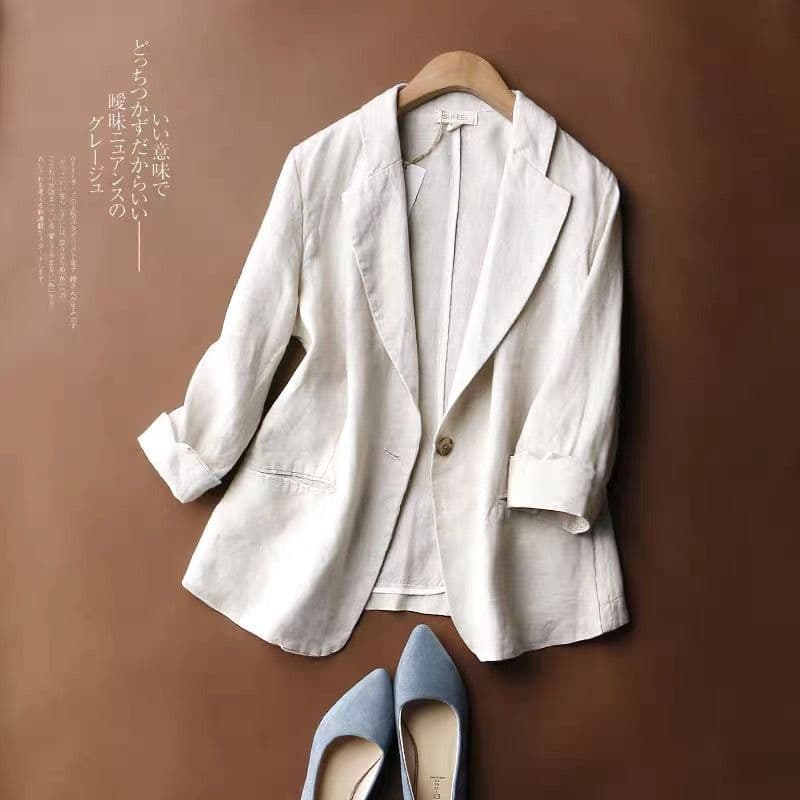 Exported Italian overstock, removed from department stores, women's cotton and linen jacket, slimming single-button blazer, trendy.