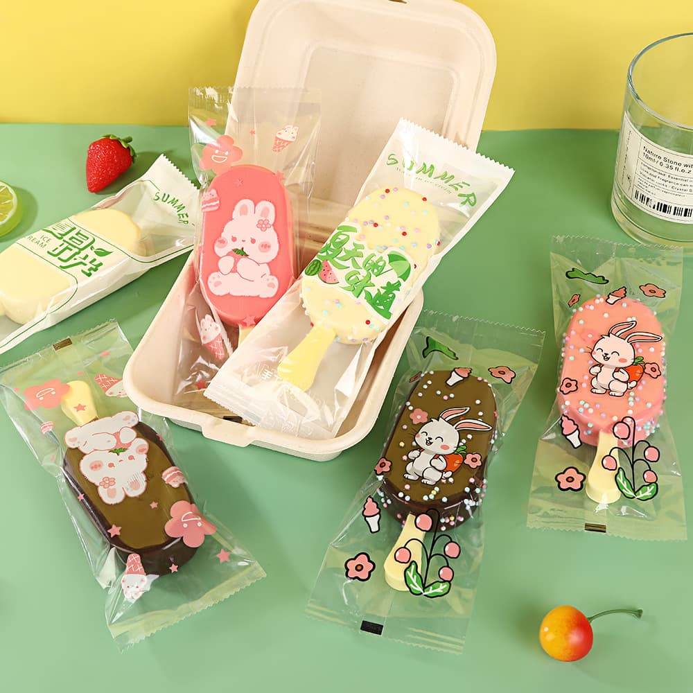 Cartoon Ice Cream Packaging Bag Handmade Machine Sealing Bag Homemade Old Popsicle Ice Cream Sorbet Packaging Bag Wholesale