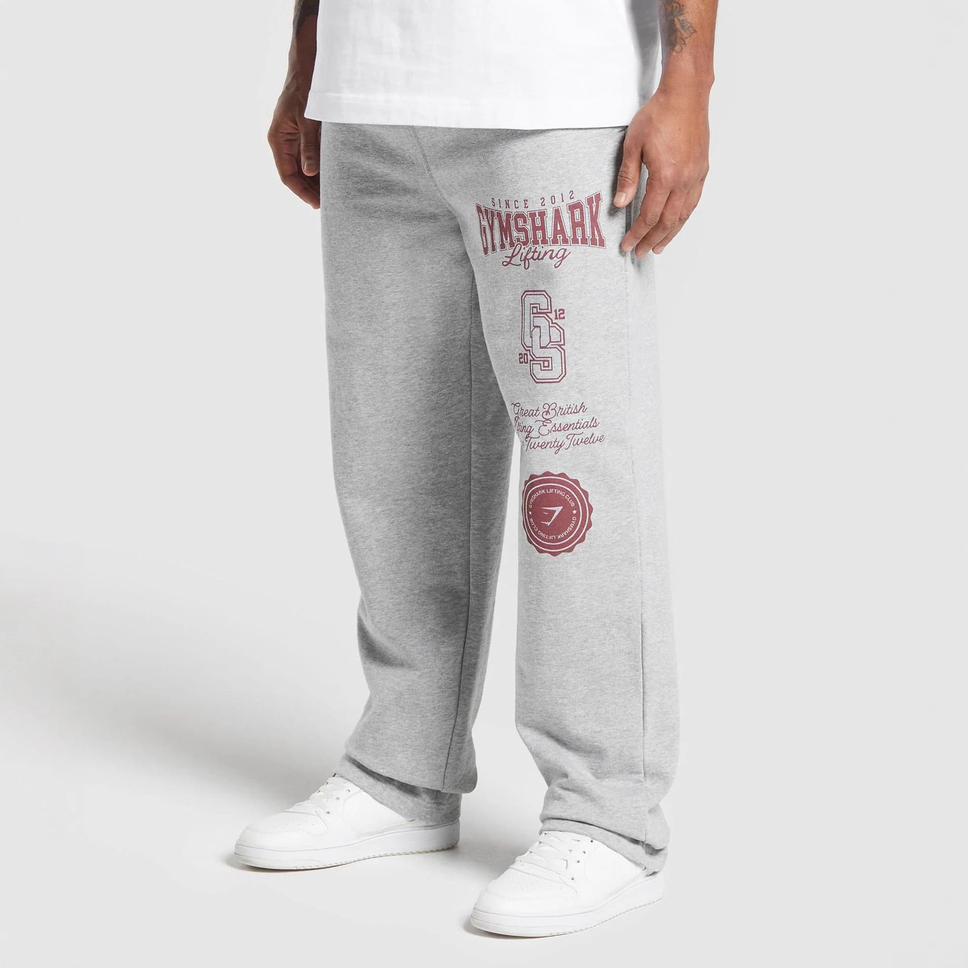 GYMSHARK Men's Sweatpants Jogger Gym Muscle Fitness Casual Pants Cotton Printed Long Pants
