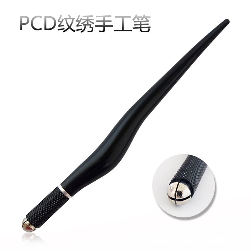 Black Pcd Pattern Embroidery Crystal Pen Handmade Fogging Pen Cross Mouth Embroidery Eyebrow Knife Holder Floating Eyebrow Black Pen Holder