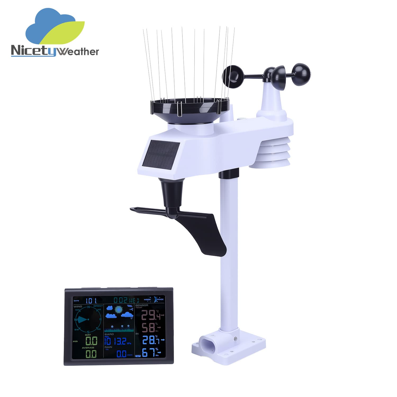 Wireless Weather Station with Color Screen for Indoor/Outdoor Temperature, Humidity, and Satellite Weather Forecast