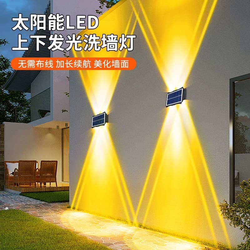 Cross-border Solar Outdoor Wall Wash Light Wall Waterproof Wall Light Courtyard Landscape Garden Decoration Villa Atmosphere Spotlight