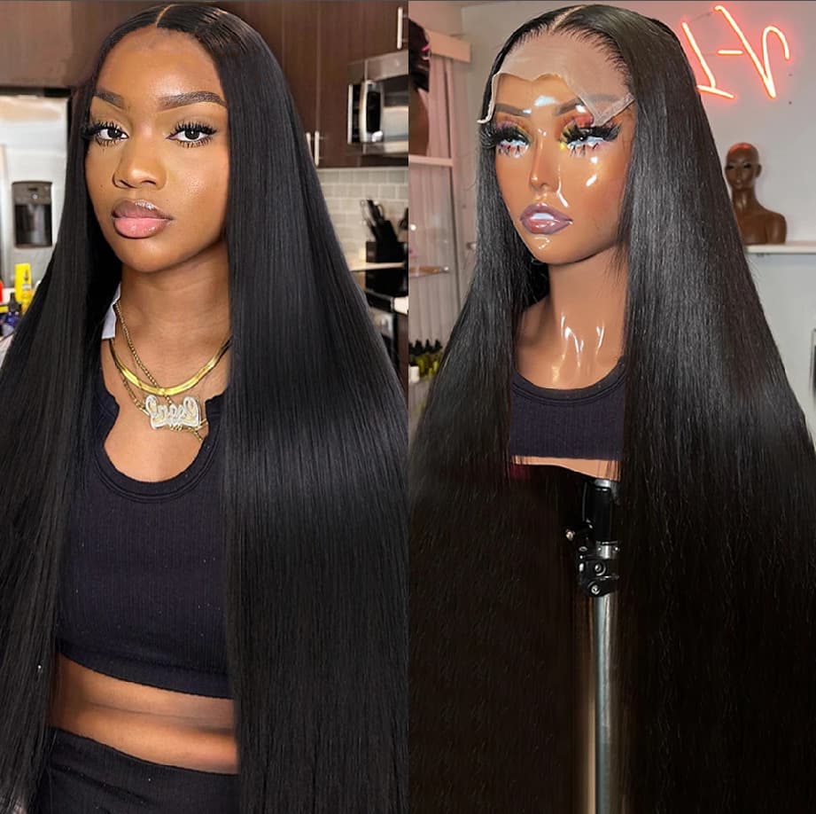 Front Lace Wig Cross-Border New Product European and American Women's Wig with Middle Parting Long Straight Hair High-Temperature Silk Synthetic Wig in Stock