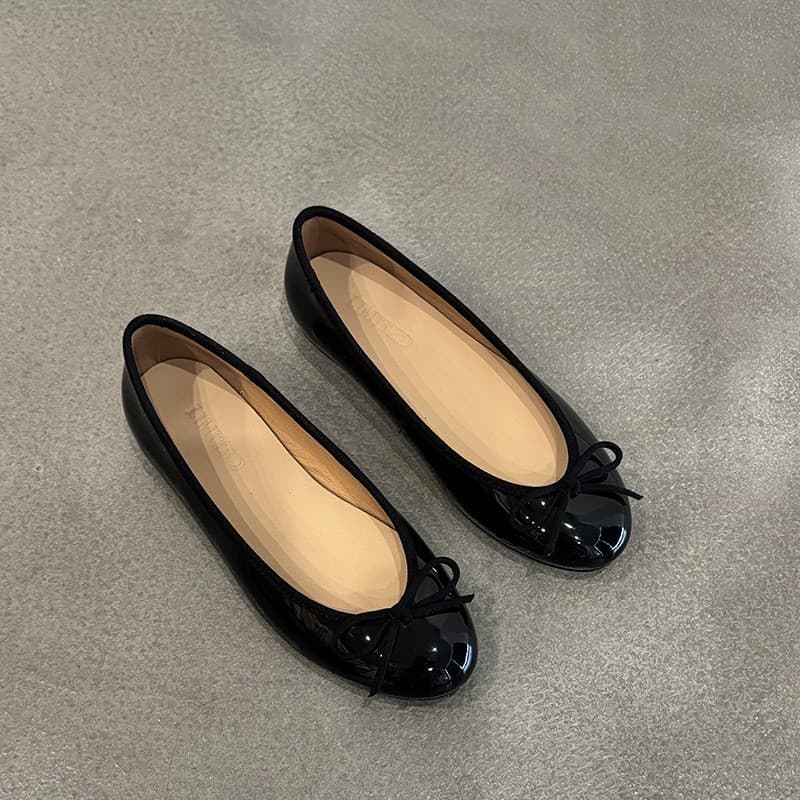 Leather Version~2025 New Butterfly Knot Ballet Flat Shoes Pregnant Women Flats Slip-On Women's Shoes Low Heel Single Shoes
