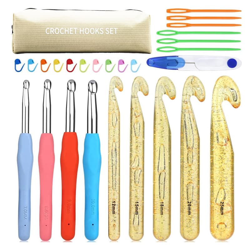CHSX26 Crochet Hook Kit Chunky Crochet Hook Resin Crystal Crochet Hook 12 25 20MM Set