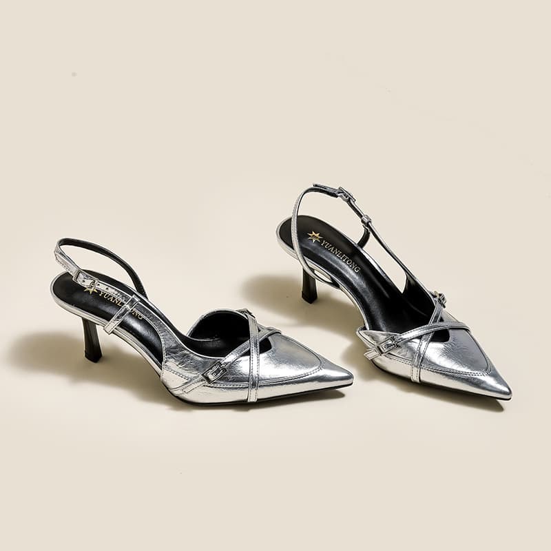 ZR Style French High Heels for Women, Thin Heel, Premium Cross-Strap Retro Pointed-Toe Shoes, Comfortable Soft Sole, Easy on Feet