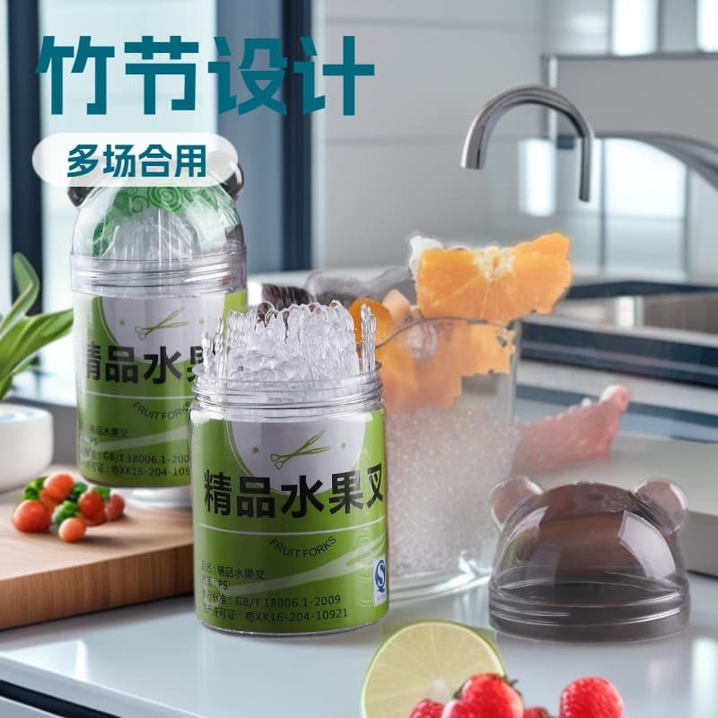 Bamboo fork disposable fruit fork transparent canned cake KTV commercial independent packaging fruit fork chopsticks tableware