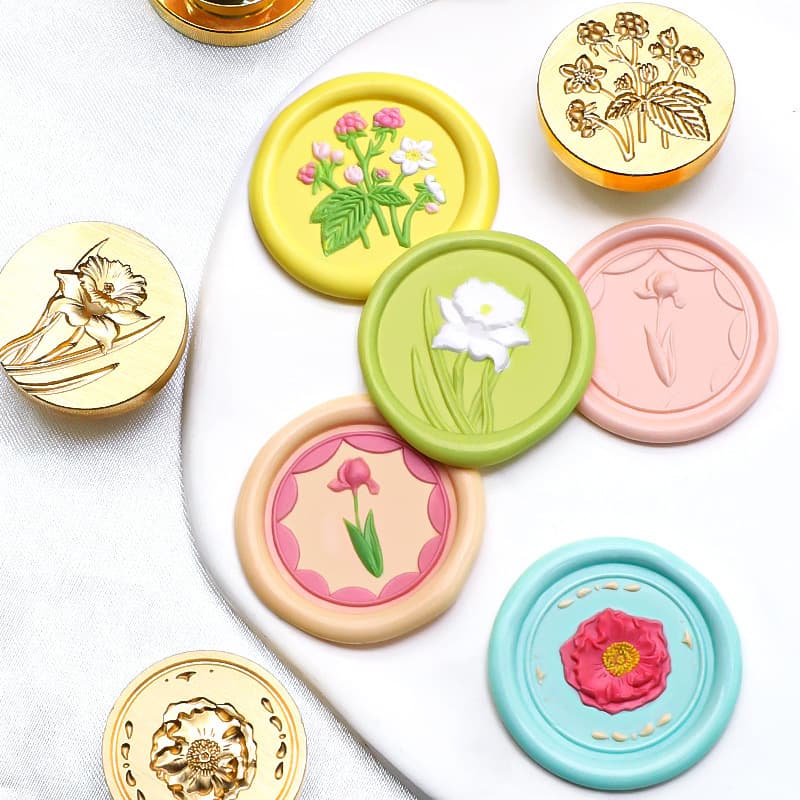 Wax Seal Stamp Irregular Relief Floral Butterfly Fresh Copper Head Greeting Card Journal Decoration Solid Brass Wholesale