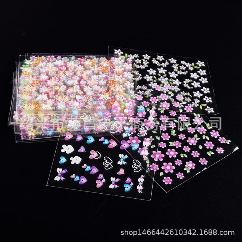 Foreign Trade Cross-border 3D Nail Stickers 30 Color Flower Nail Stickers Color Flower Henna Stickers Nail Jewelry