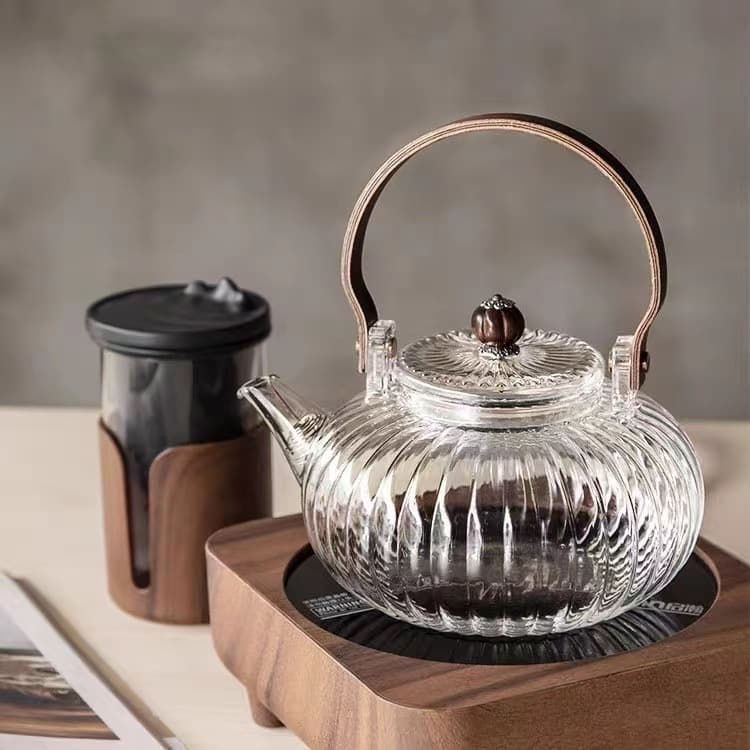 Heat-Resistant Glass Teapot for Open Flame or Electric Stove, Household Handle Pot for Herbal and Flower Tea Brewing