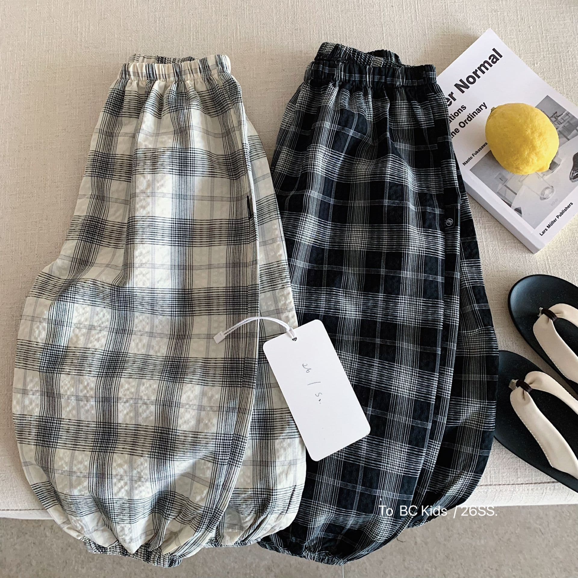 Bangcheng boys anti-mosquito pants 2026 summer new Korean version children's loose thin plaid trousers boys pants trendy