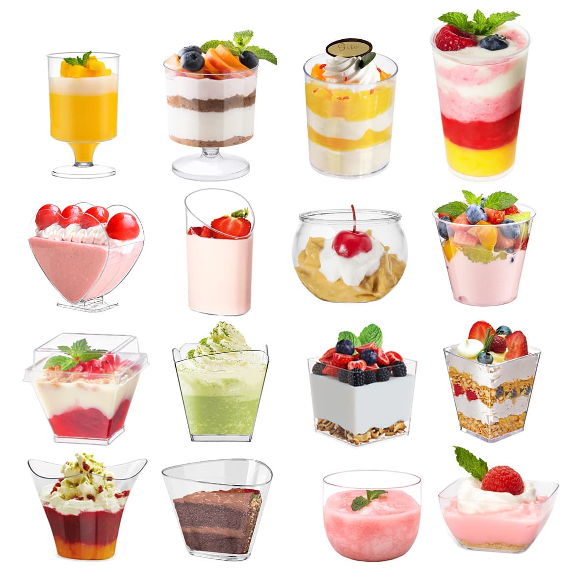 Mini Mousse Cup Appetizer Cup Dessert Table Disposable Plastic Pudding Cup Ice Cream Cup Square Round Dessert Cup