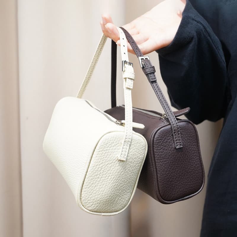 TC Top Layer Cowhide Leather Women's Bucket Bag, Genuine Leather, Suede Finish, Handheld Crossbody Mini Bag, Single Shoulder Crossbody Bag