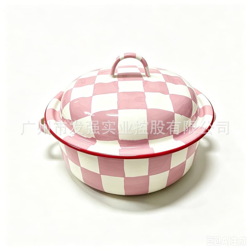5QT Enamel Roasting Pan, Enamel Turkey Pot, High-Temperature Resistant for Home Use