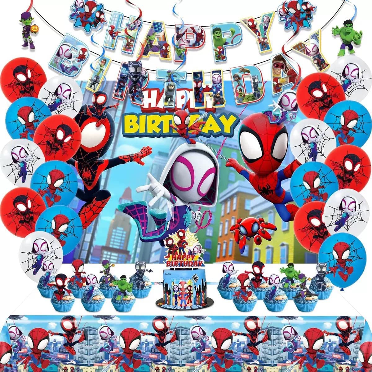 2026 Spider-Man Themed Cartoon Birthday Party Decorations, Banners, Garlands, and Hanging Decorations