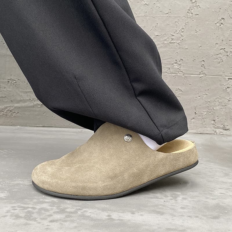 Old Money Style Handmade Genuine Leather Mules Slip-On Comfortable Flat Closed-Toe Retro Chunky Sole Half Slippers Birkenstock Shoes