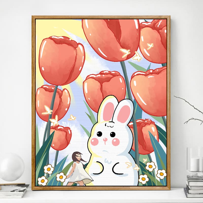 DIY Digital Oil Painting New Rabbit Oil Painting Fill-in Small Size Healing Hand-painting Coloring Painting Fill-in Painting