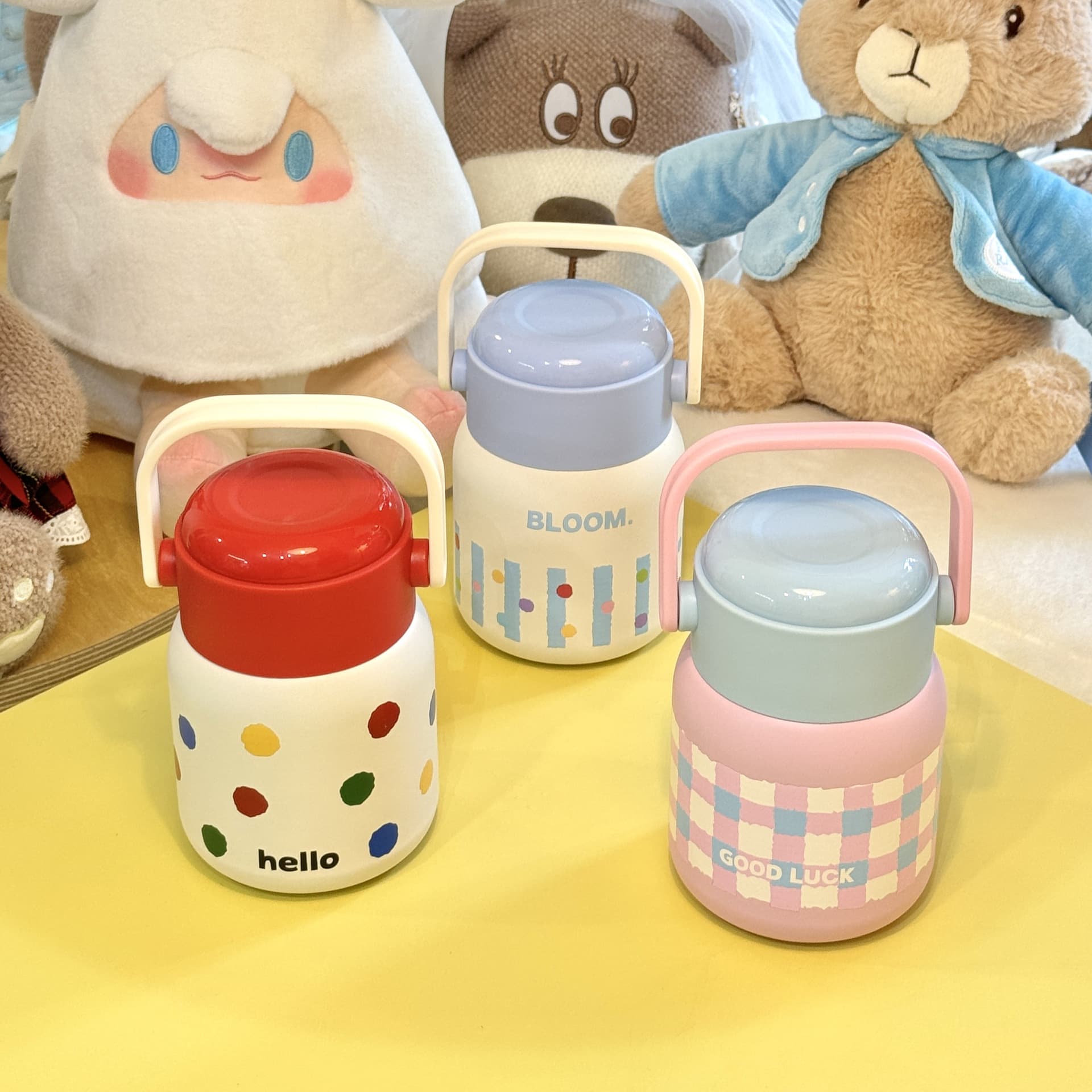 New Creative Cartoon Thermal Pot with Stainless Steel Spoon, Large Capacity Portable Water Bottle