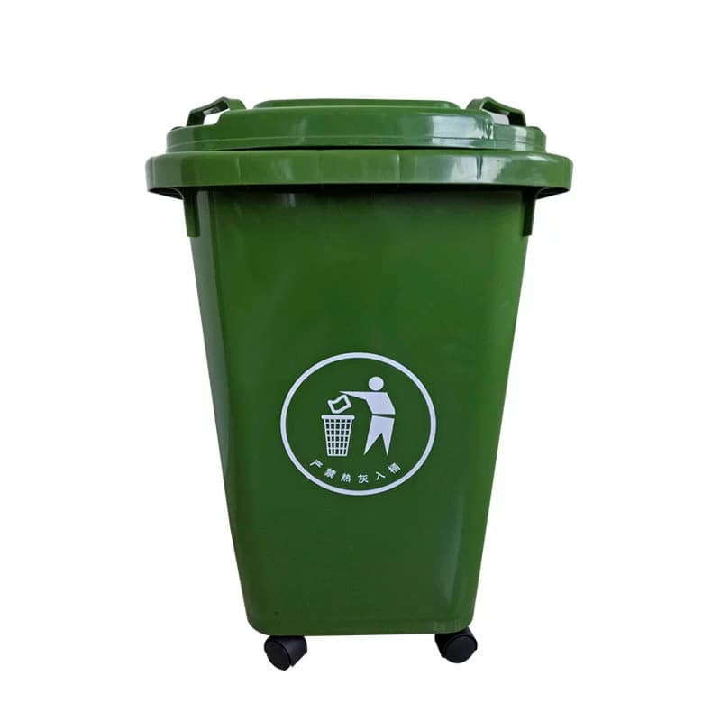 120L Wheeled Flip Lid Plastic Trash Bin Commercial Large Capacity Sanitation Bin for Outdoor Dining and Waste Disposal