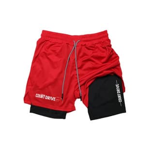 Men's Double-Layer 2D Print Shorts Running Quick-Dry Athletic Shorts Men's Jogging Stretch Sports Pants