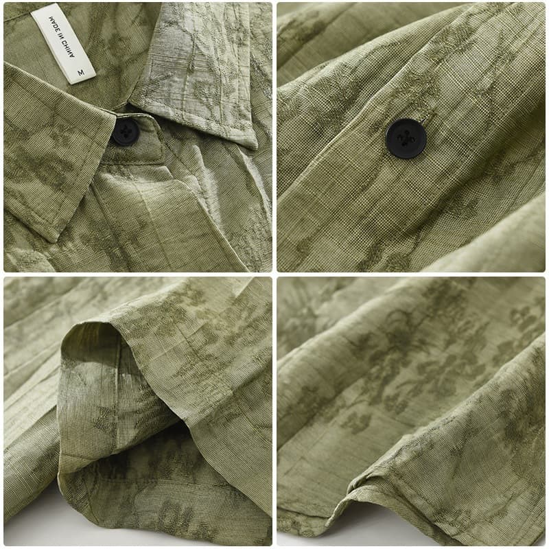 Stylish Short-Sleeve Shirt for Men Summer New Trendy Tencel Jacquard Process Casual Cool Shirt