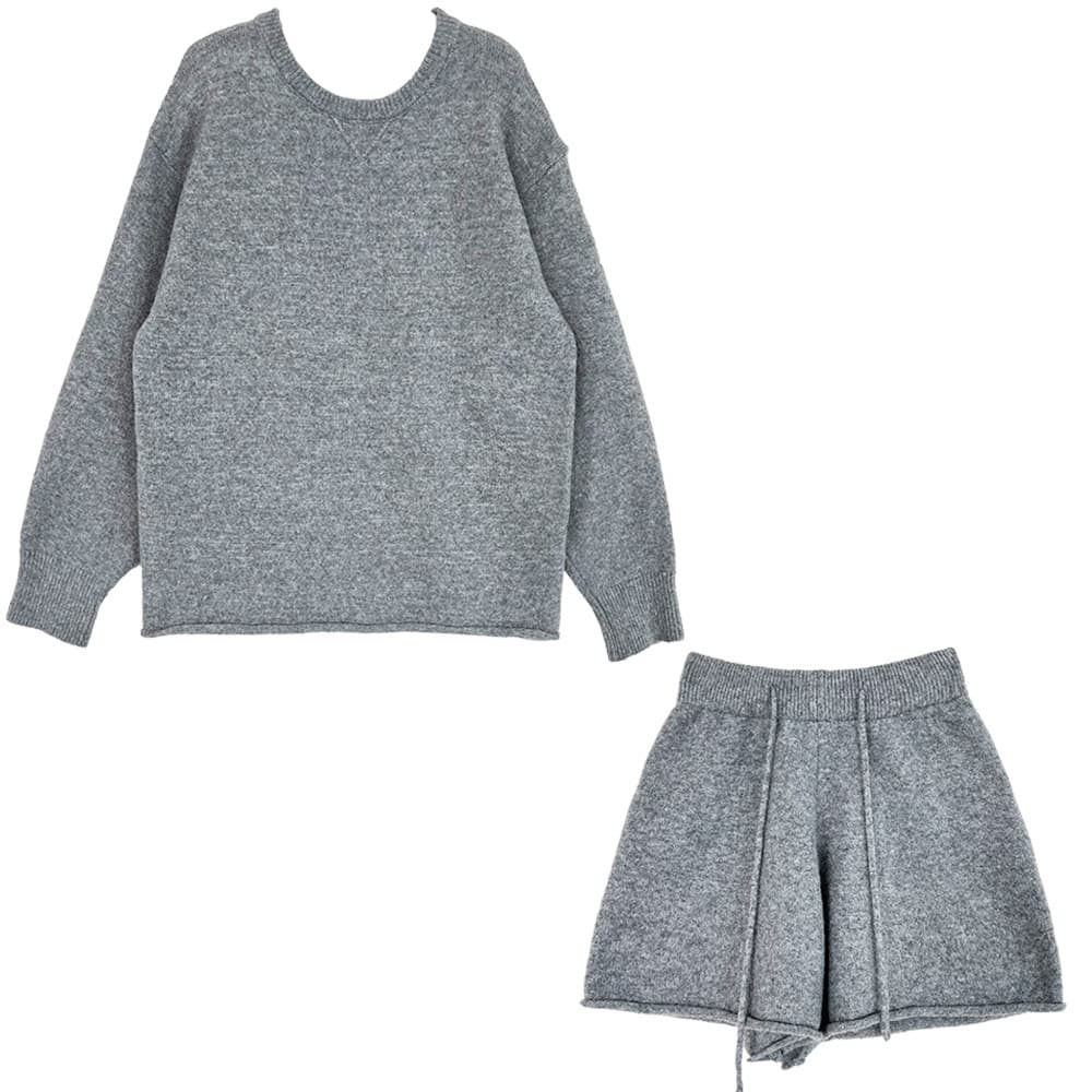 Casual Soft Wool Sweater + Shorts Two-Piece Set Women's 2025 Fall New Knit Korean Daily Outfit ss763