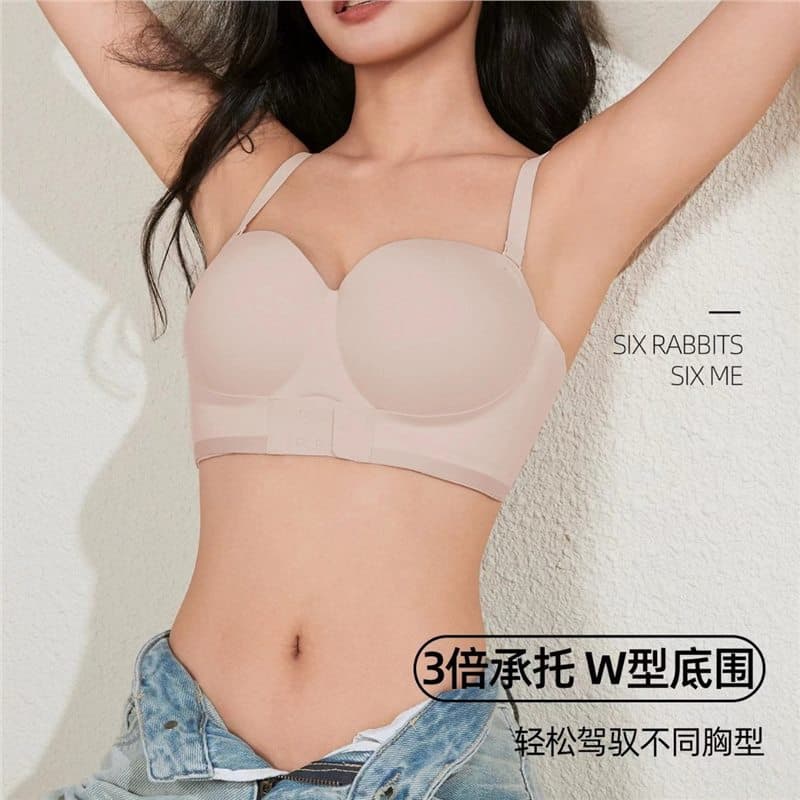 Invisible Push-Up Bra for Women, Round Cup Enhances Bust, Lifts Side Fat, Prevents Slipping, Strapless Concealed Bra