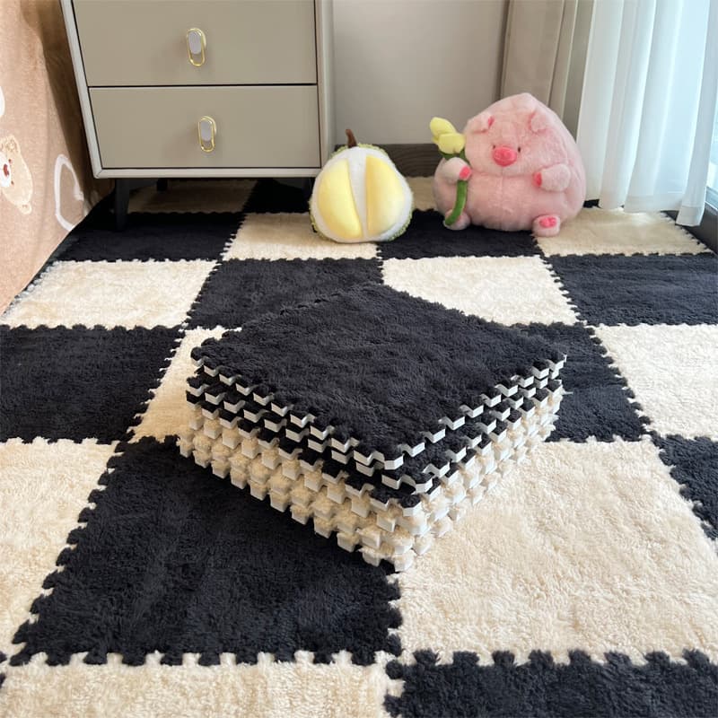 Plush bedside carpet bedroom style girl's room fully covered large area foam splicing floor mat washable free shipping