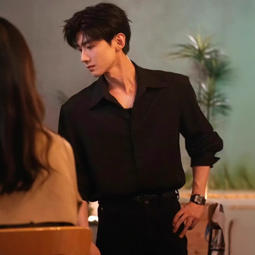 Celebrity Style Black Shirt Men Solid Color Spring Autumn Premium Long Sleeve Shirt Suit Inner Layering Minimalist Jacket