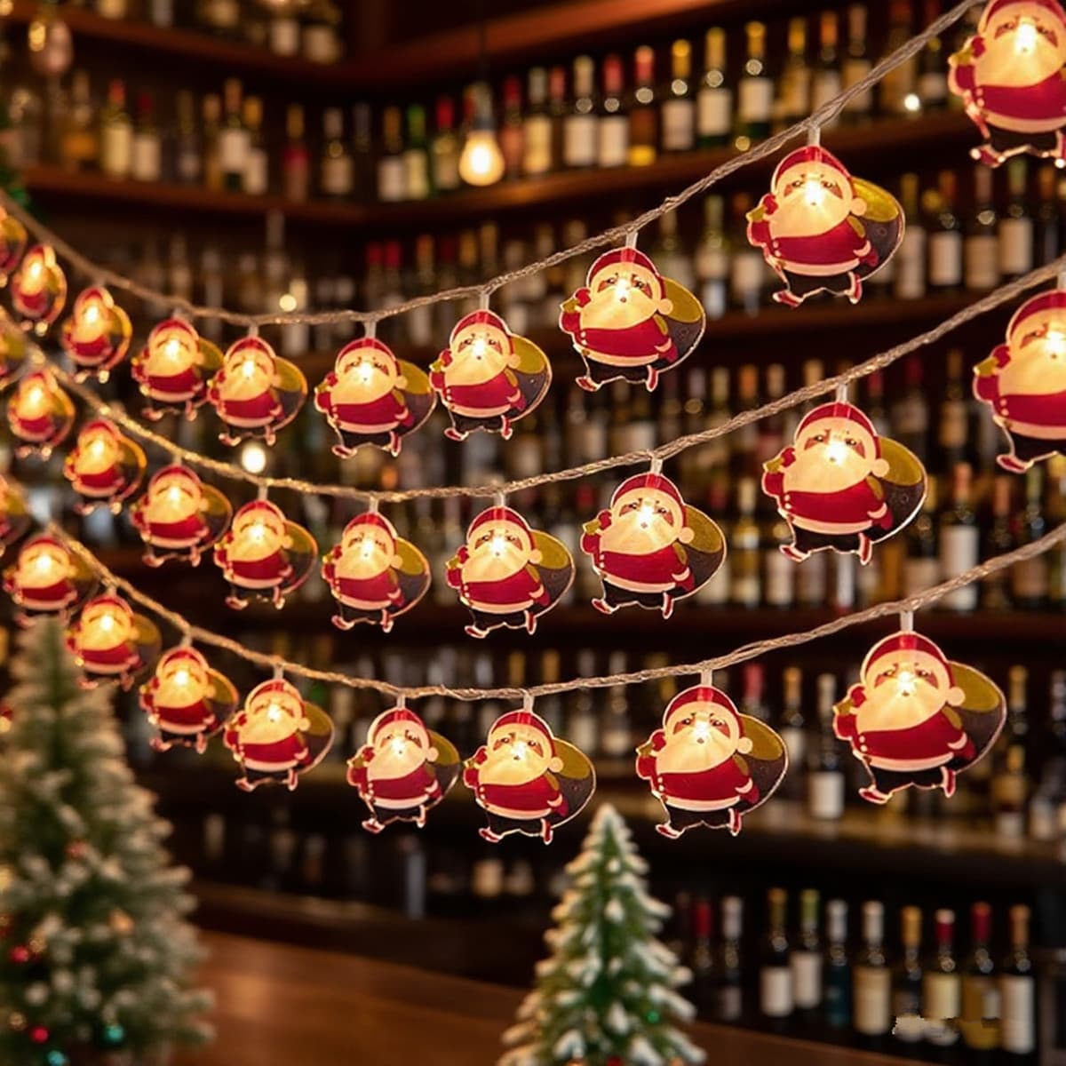 LED Santa Claus Light String Hanging Decoration for Bar Holiday Party Scene Setup Room Bedroom Ambiance Light