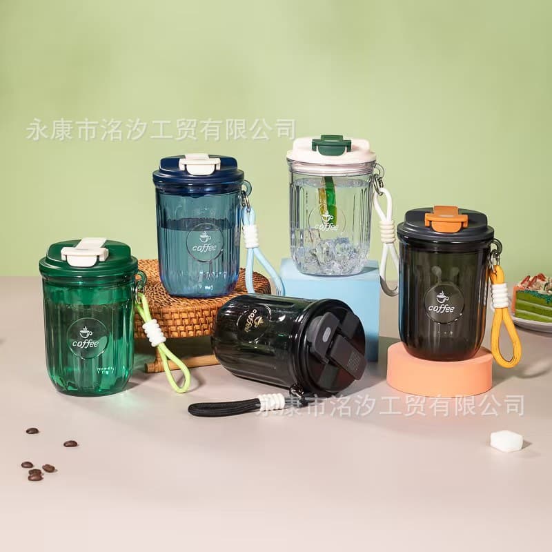 New Internet celebrity coffee cup, straw cup, plastic water cup, handle cup gift, high-looking portable rope