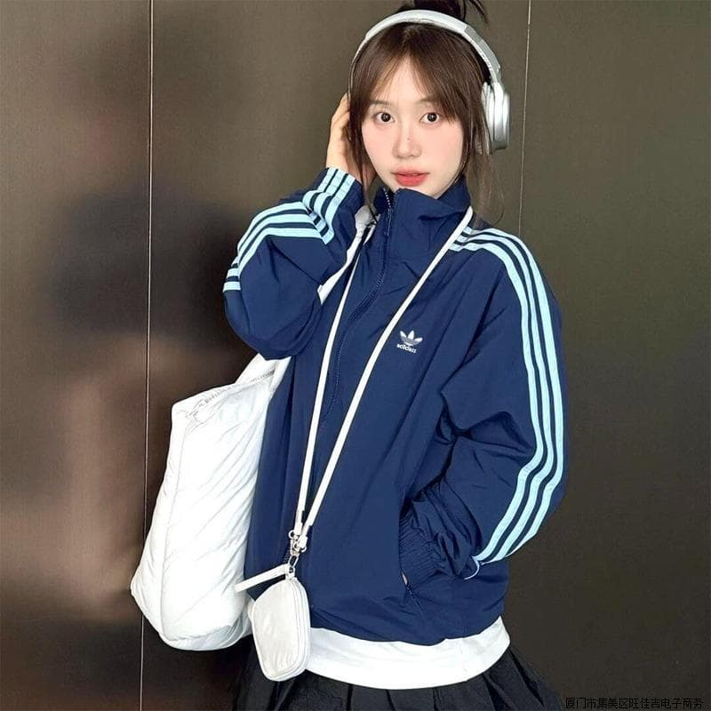 High version embroidered clover jacket for men and women 2026 spring new striped loose casual stand collar sports jacket