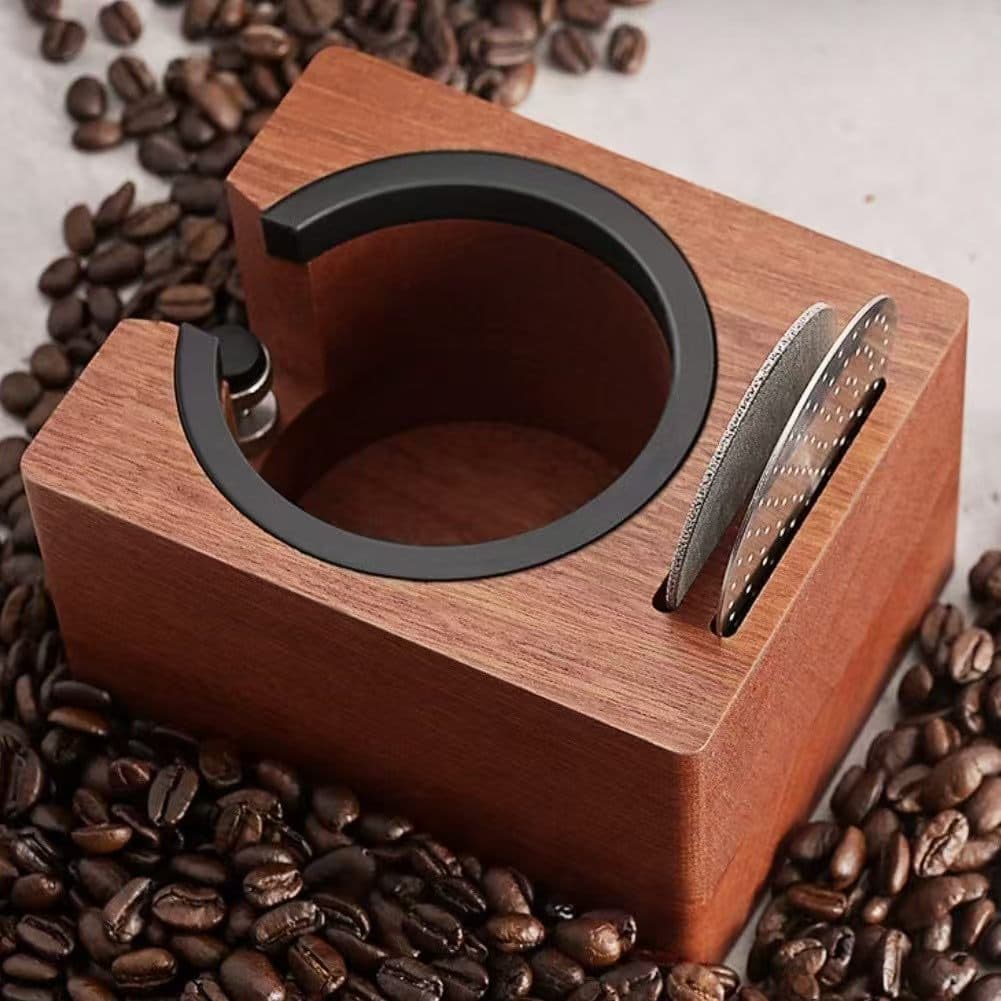 Solid wood coffee press powder seat supporting equipment square wooden press powder seat water net storage coffee machine handle storage rack