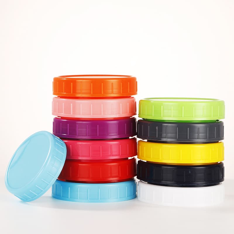 Amazon Standard Mouth 70 Wide Mouth PP Plastic Cap Colorful Lid Mason Jar Lid Herbal Tea Bottle Cap Mason Jar Lid