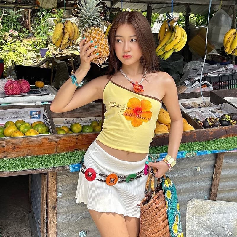 Cross-border European and American Women's Fashion WISH 2026 Summer New Street Style Sexy One-shoulder Tie-dye Print Crop Top Vest