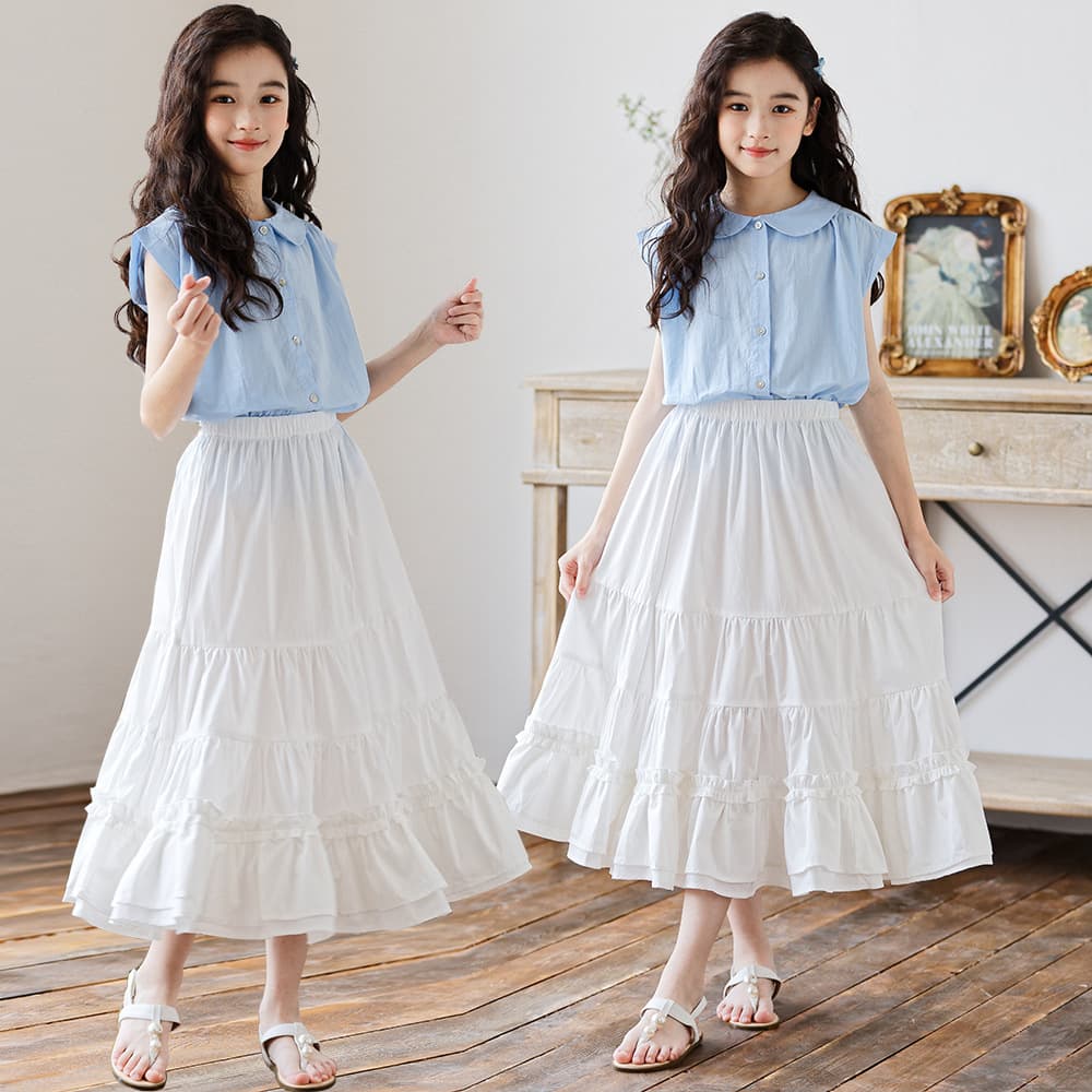 Girls Suit 2026 Summer New Baby Baby Shirt Top Fashionable Baby Casual Skirt Sweet Children's Two-piece Set