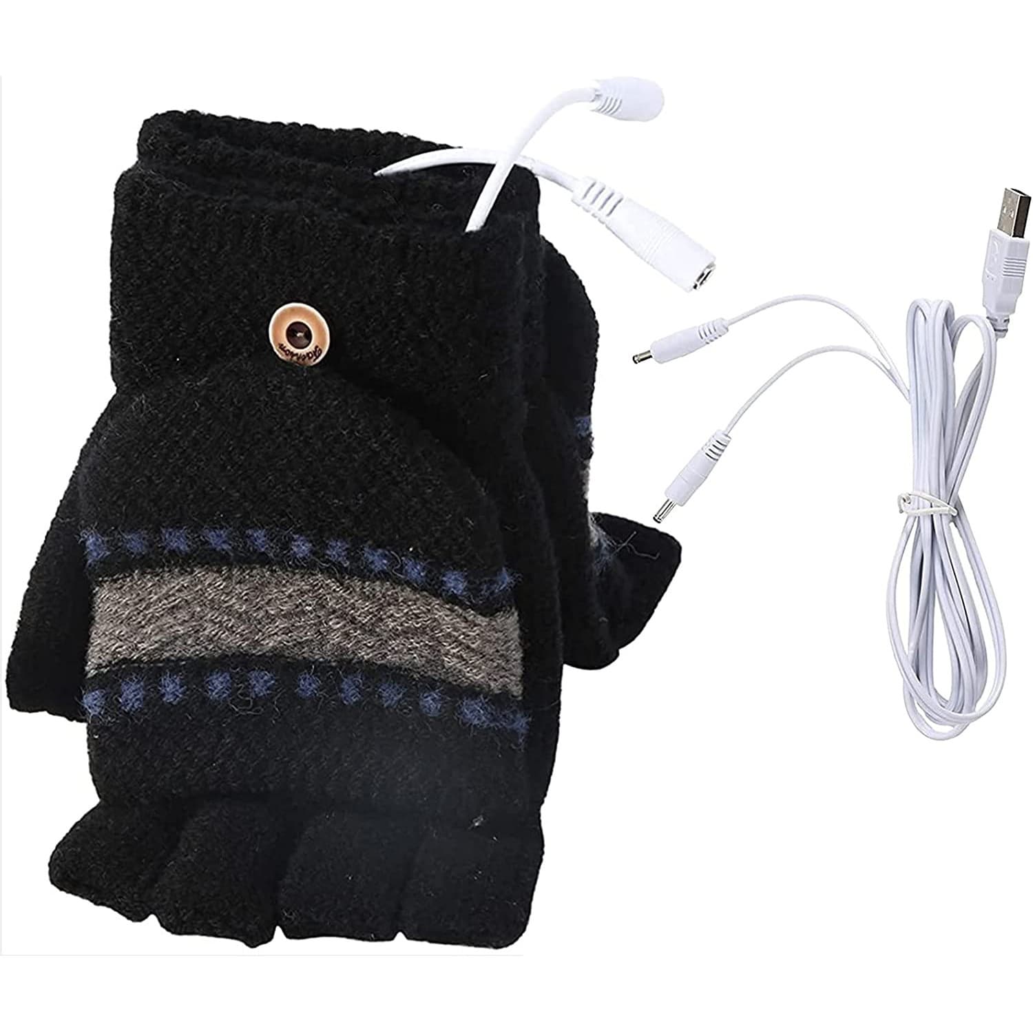 Cross-border USB flip-up gloves, electric heating gloves, rechargeable gloves, knitted hand warmers, half-finger heating gloves