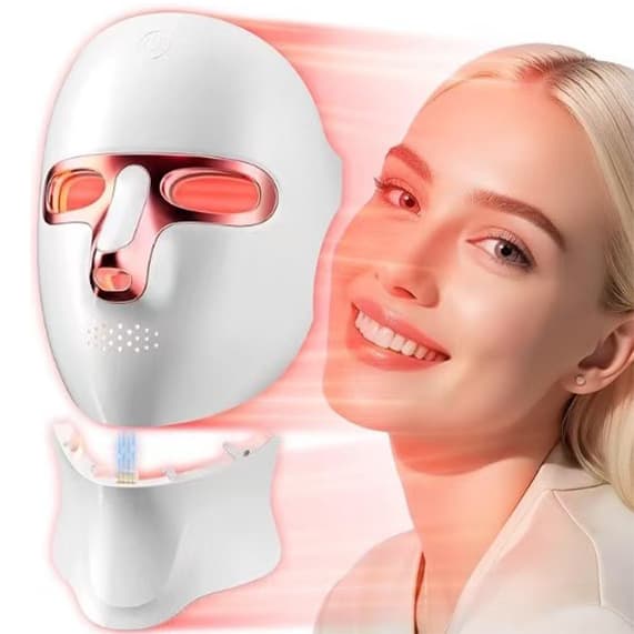 Photon Rejuvenation Brightening Mask with Red and Blue Light Beauty Device, Home LED Acne Control Spectrometer Facial Mask Instrument