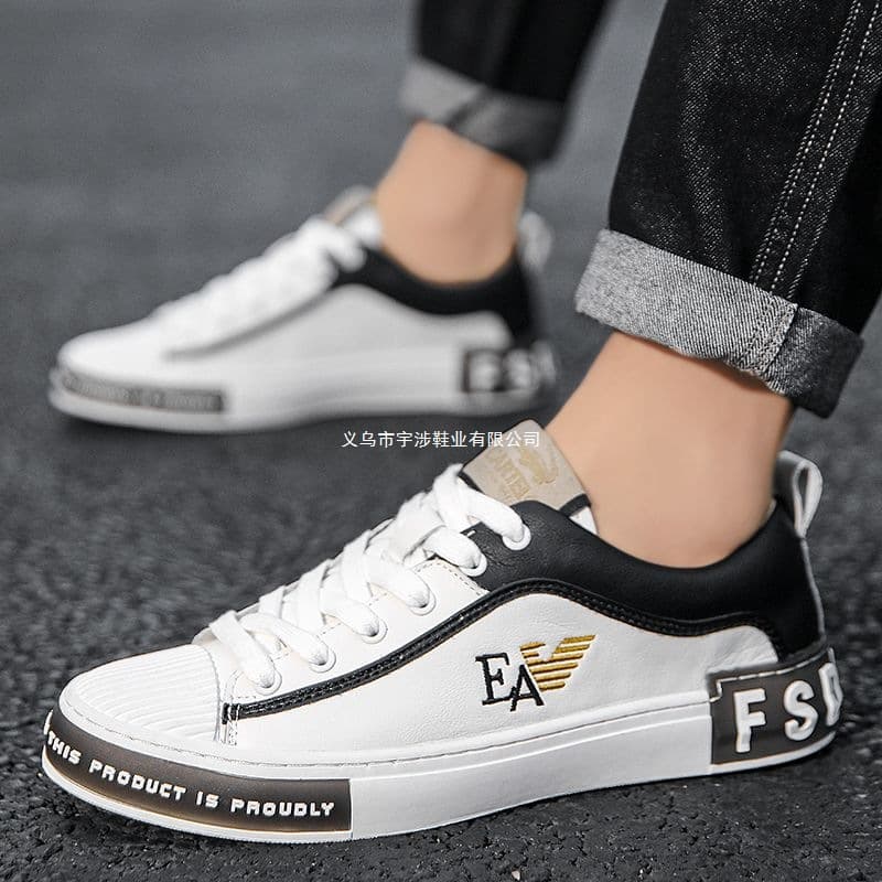 Summer Men's Shoes 2023 New White Sneakers Men's Board Shoes Korean Trendy Men's Shoes Leather Shoes Black