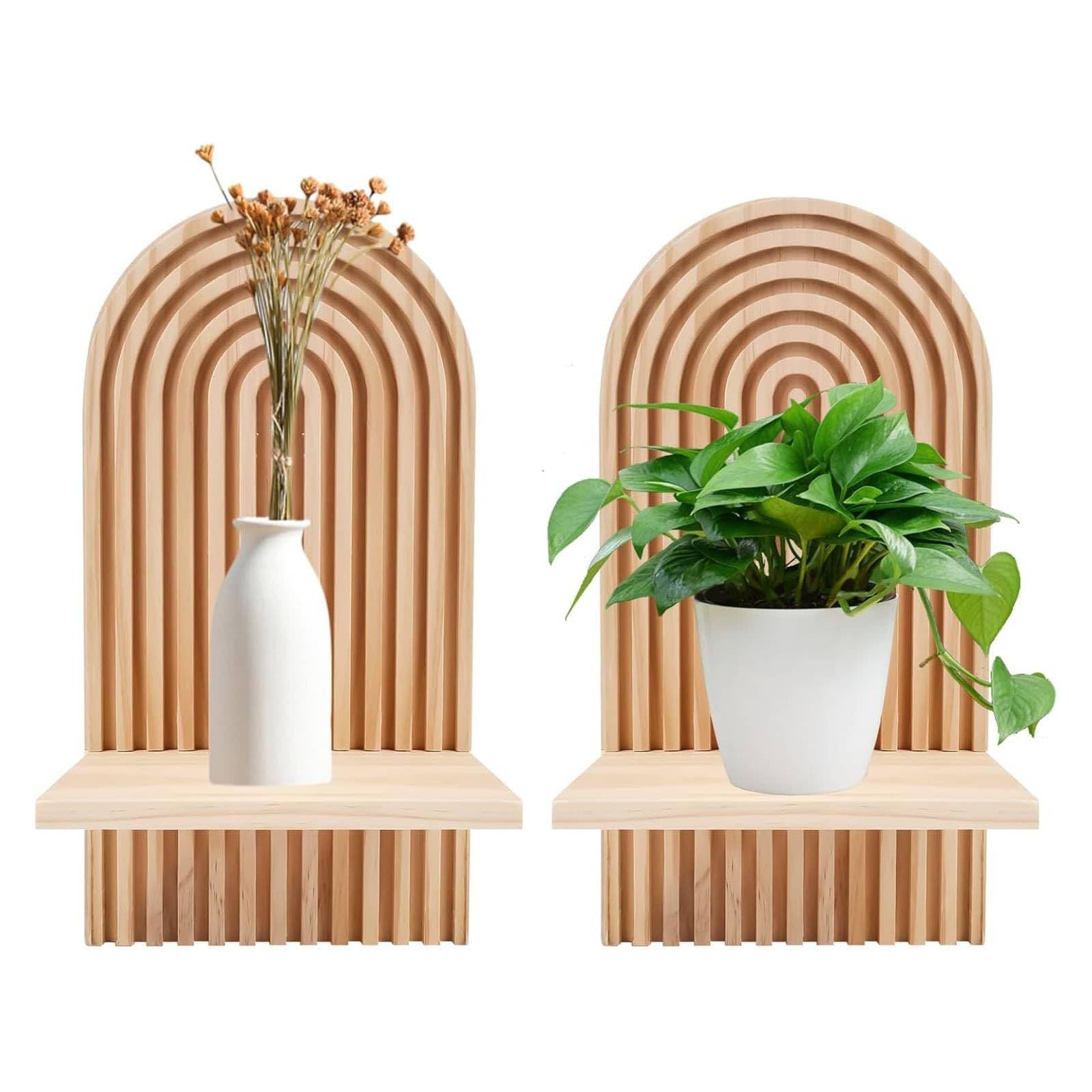 Factory Direct Supply Cross-Border Wooden Wall Mount Bohemian Style Wooden Wall Shelf Living Room Wall Mount
