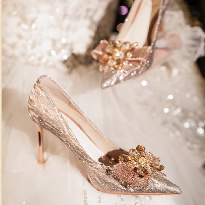828-136 New Wedding Shoes Bride Shoes Bridesmaid Shoes Daily Versatile Banquet Dress Shoes Wedding Shoes Two-Way Wear