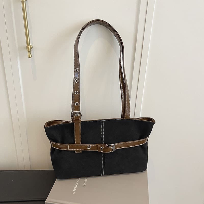Single Shoulder Underarm Handbag, Korean Vintage Large Capacity, Solid Color, 2026 Spring/Summer Minimalist New Fashionable Deer Leather Fleece