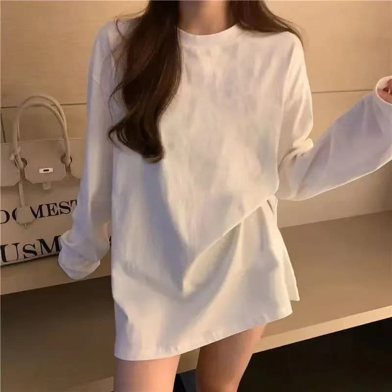 XNZG Unisex Long Sleeve T-Shirt Women's Spring/Autumn Plus Size 200 Jin Concealing Loose Korean Style Top Trendy