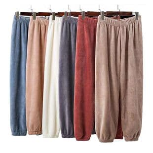 Double-Sided Fleece Warm Pants Spring Winter Thermal Coral Fleece Loose Fit Sleep Pants Home Wear Outdoor Wear Student Lazy Warm Pants