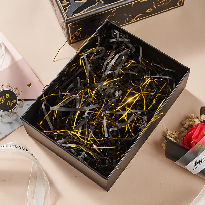 Dual-color mixed gold thread raffia grass shredded paper strips Valentine's Day gift box decorative filler bulk wholesale