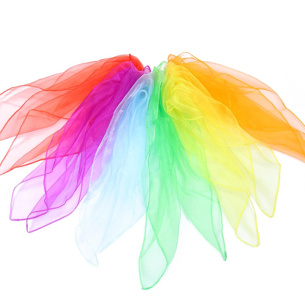 60cm Solid Color Gauze Scarf For Children's Dance Performances Magic Small Silk Scarf Square Nylon For Games