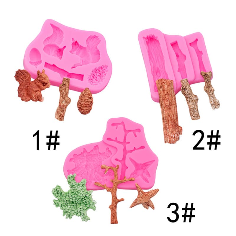 Simulated squirrel branch acorn pine cone silicone mold cake dessert decoration fondant chocolate dry pez mold